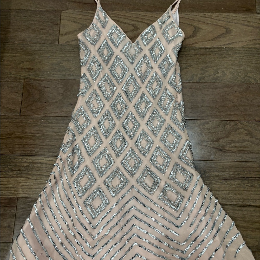 Vintage Baby pink sequin mini dress!